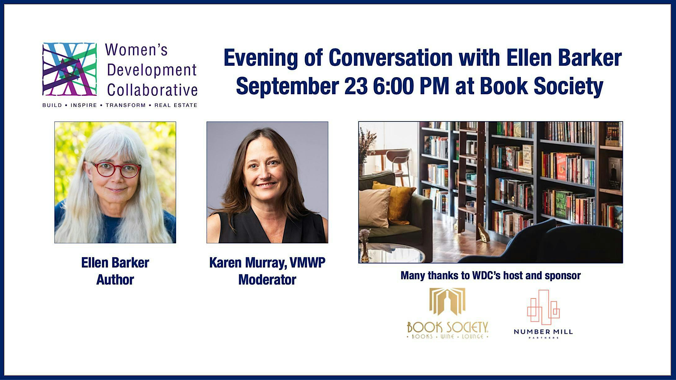 WDC at Book Society– Evening of Conversation with Ellen Barker